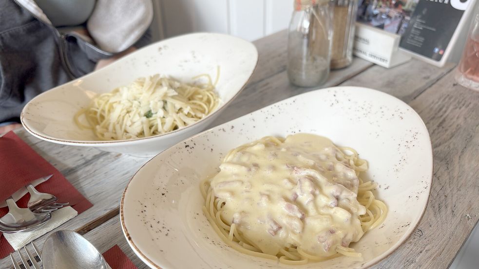 Spaghetti in einem Café? Das gibt es im Hafen 5 in Aurich. Foto: Eva van Loh