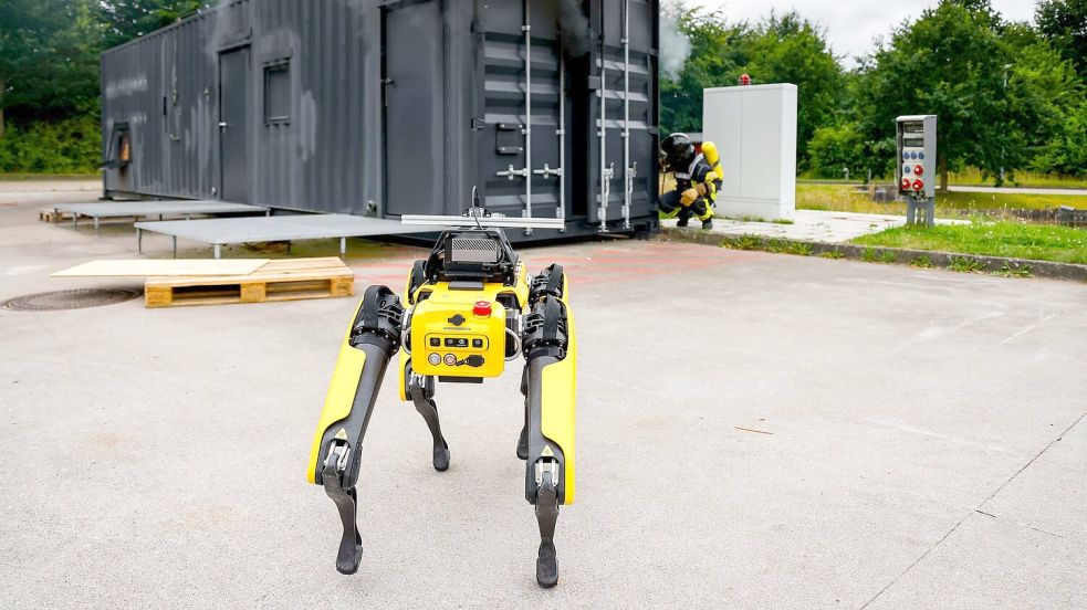 Die Wissenschaftler füttern „Byte“ mit Daten zu verschiedensten Brandszenarien. Foto: Frank Molter/dpa