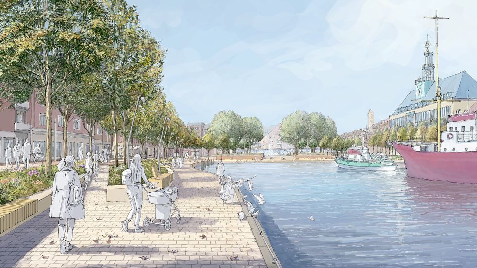 Die Delftpromenade. Grafik: Stadt Emden