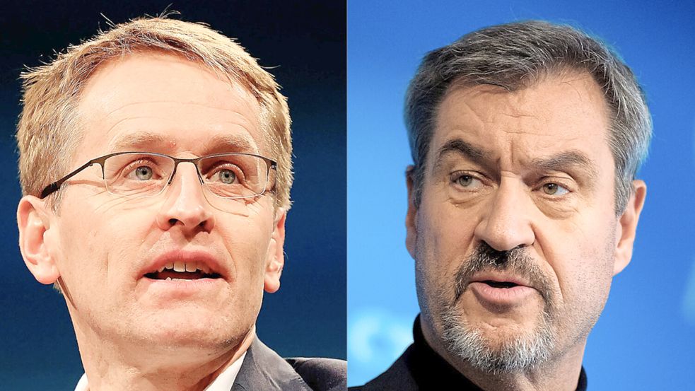 Ziemlich beste Feinde: Daniel Günther (l.) und Markus Söder Foto: dpa/Frank Molter; dpa/Michael Kappeler