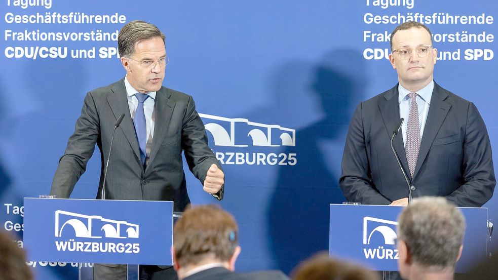 Nato-Generalsekretär Mark Rutte kam als Gast zur Klausur. Foto: Daniel Karmann/dpa
