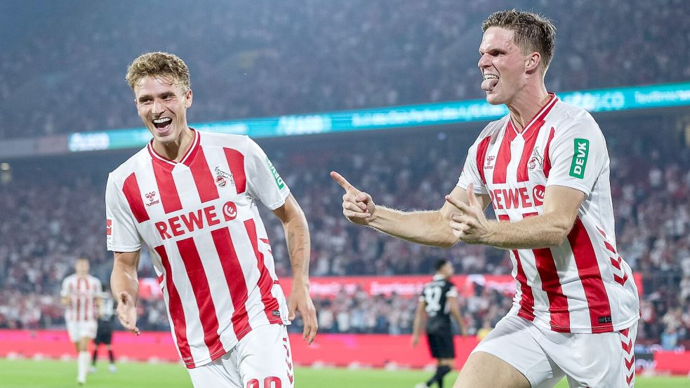 Kölns Marius Bülter bejubelt sein Tor zum 2:0. Foto: Revierfoto/dpa