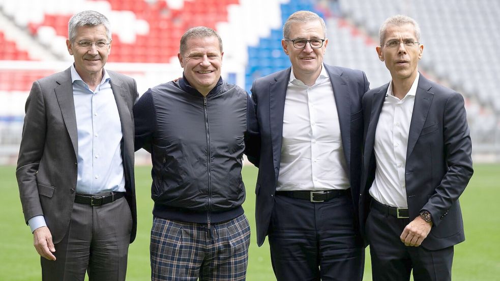 In dieser Form ist die Führung des FC Bayern nicht mehr lange zusammen, Michael Diederich (r.) verlässt den Club bald. Foto: Sven Hoppe/dpa