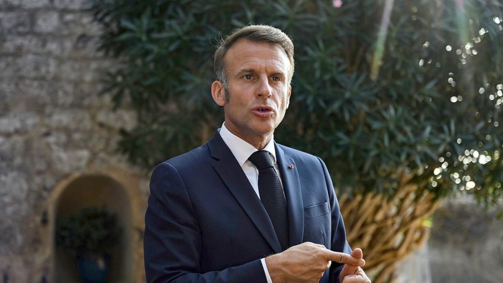 Frankreichs Präsident Macron will einen Staat Palästina anerkennen - zum Ärger der israelischen Regierung (Archivbild) Foto: Philippe Magoni/AP Pool/dpa