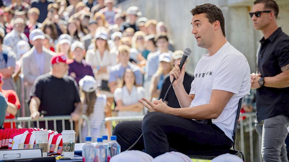 Der Podcaster Kirk ist erschossen worden. Foto: Tess Crowley/The Deseret News/AP