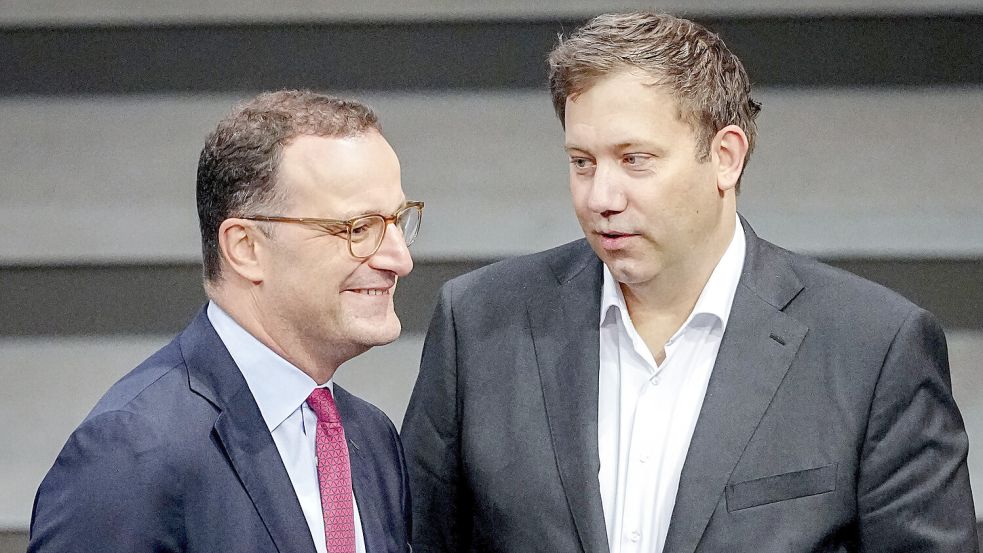 Wie mit Vermögen umgehen? Unionsfraktionschef Jens Spahn (CDU) und SPD-Vorsitzender Lars Klingbeil. Foto: dpa(Kay Nietfeld