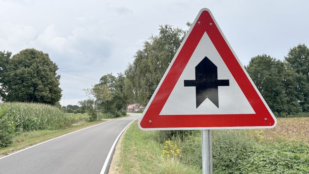 Vor einiger Zeit galt an der Domänenstraße noch die Rechts-vor-links-Regelung. Jetzt hat der Landkreis Leer Vorfahrtsschilder aufgestellt. Das Vorgehen kritisieren Anwohner. Sie sagen, jetzt wird noch mehr gerast. Foto: Carsten Ammermann