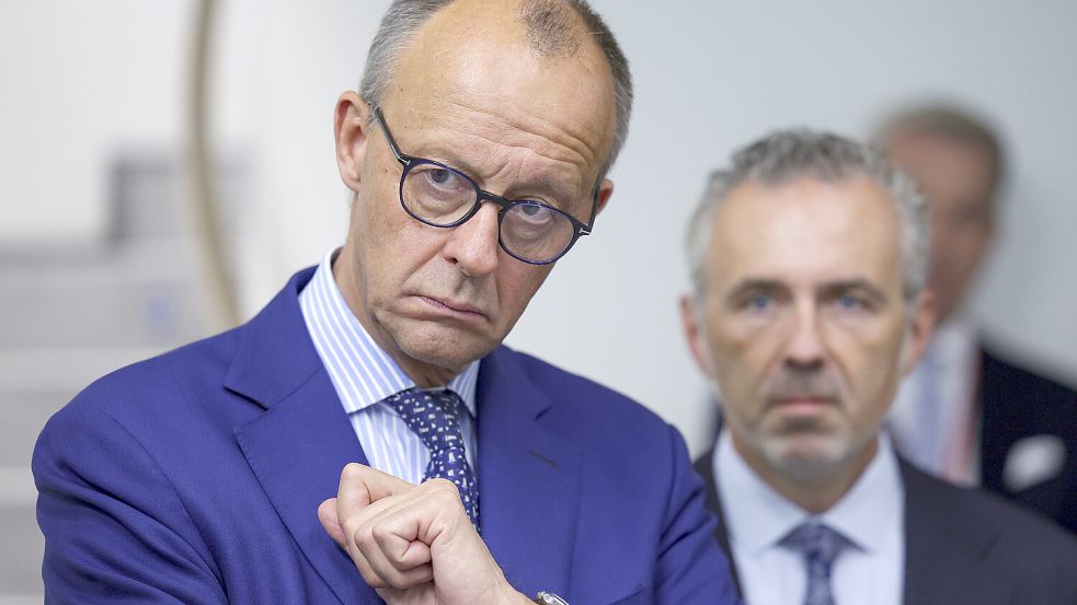 Bundeskanzler Merz pocht darauf, dass die Regierungschefs und nicht die Fachminister über das EU-Klimaziel entscheiden. Foto: dpa/EPA Pool/Christopher Neundorf