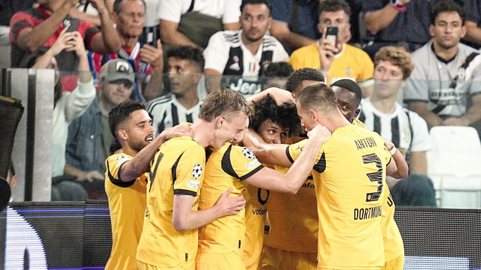 Zum Auftakt in die Champions League gab es für die BVB-Profis mehrfach Grund zum Jubeln. Foto: Marco Alpozzi/LaPresse/AP/dpa