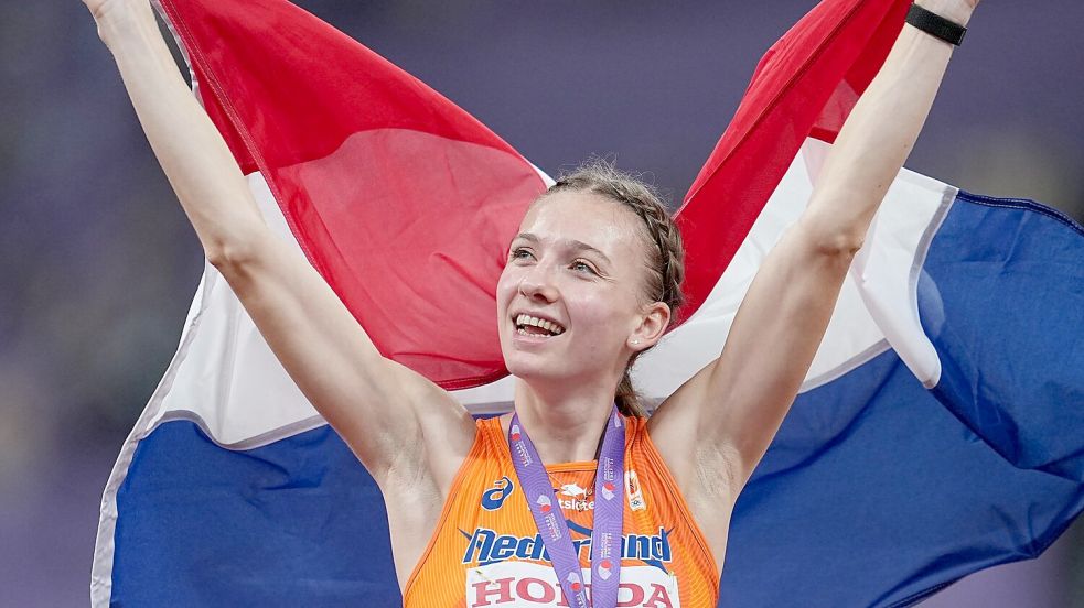 Wieder Weltmeisterin: Femke Bol aus den Niederlanden. Foto: Michael Kappeler/dpa