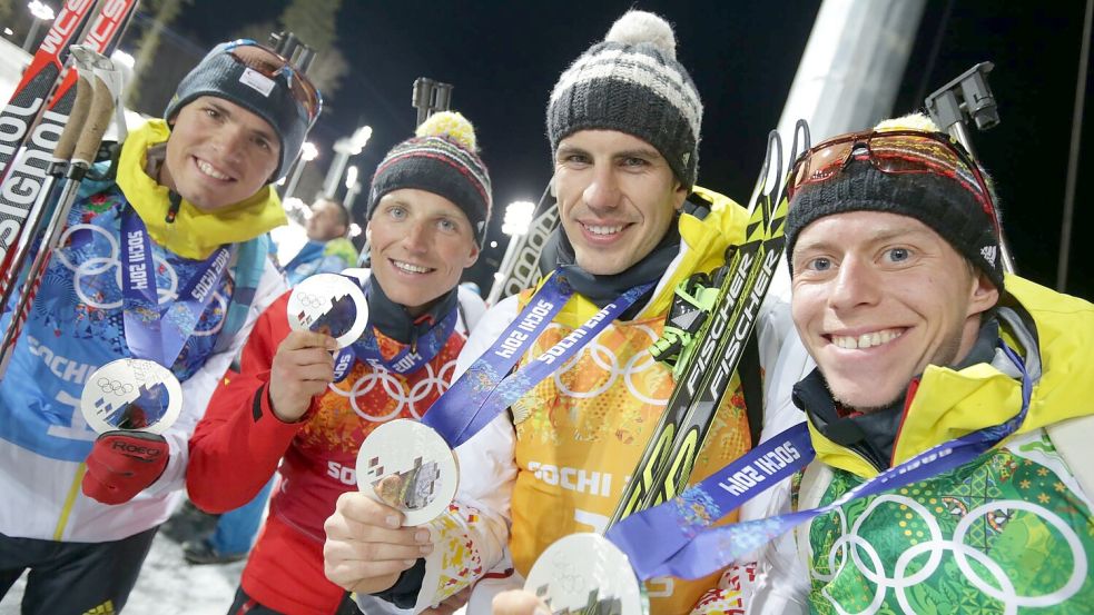 Nachträglich Olympiasieger: Die deutsche Biathlon-Staffel von 2014. Foto: Kay Nietfeld