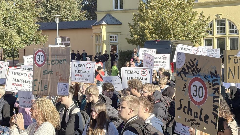 Klare Botschaften und viele Fragen hatten die Demonstranten auf den mitgebrachten Plakaten. Foto: Mieke Matthes