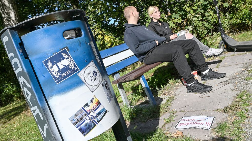 Frisch gestrichen? Für die Kickers-Bemalung gab es keine Genehmigung von der Stadt. Foto: Klaus Ortgies