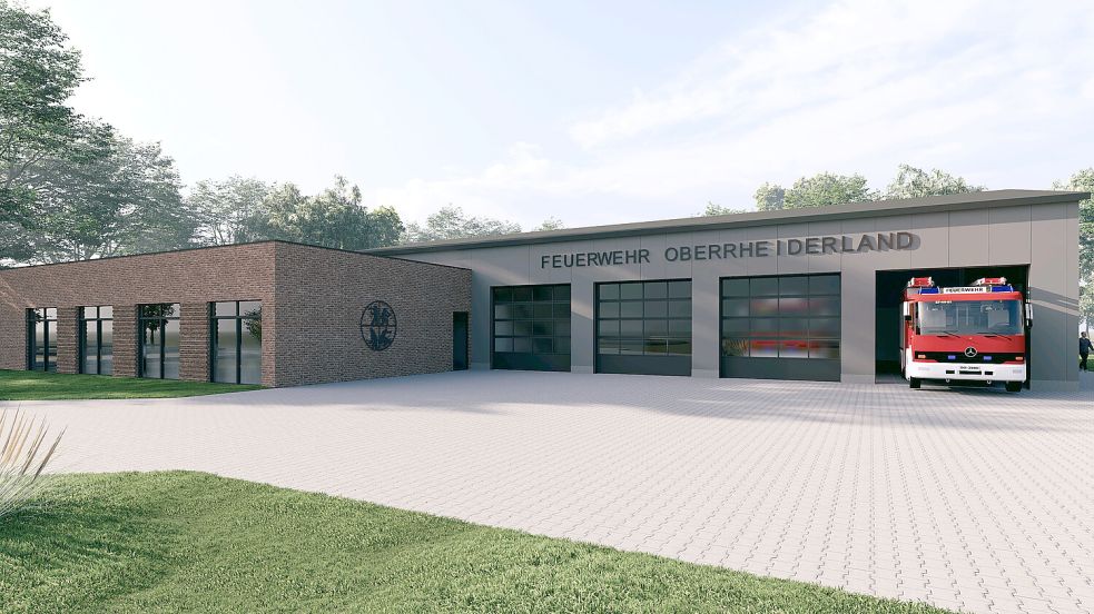 So soll das neue Feuerwehrgerätehaus in Stapelmoor aussehen. Visualisierung: Radke Architekten