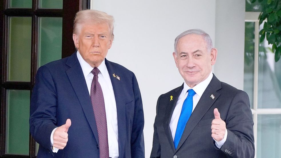 Israels Ministerpräsident Benjamin Netanjahu traf US-Präsident Donald Trump am Montag im Weißen Haus. Foto: Alex Brandon/AP/dpa