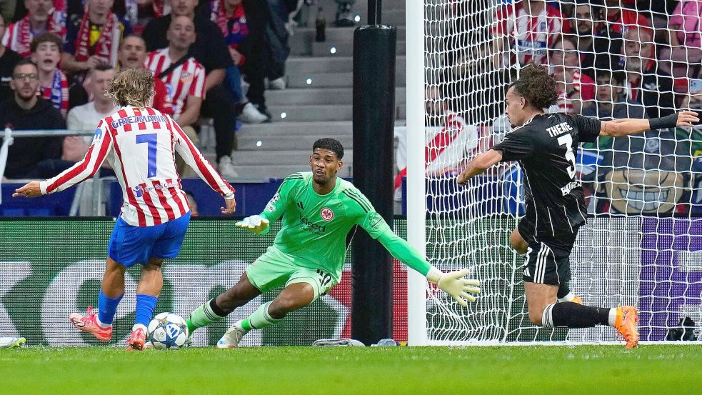 Erzielte sein 200. Pflichtspieltor für Atlético Madrid: Antoine Griezmann. Foto: Manu Fernandez/AP/dpa