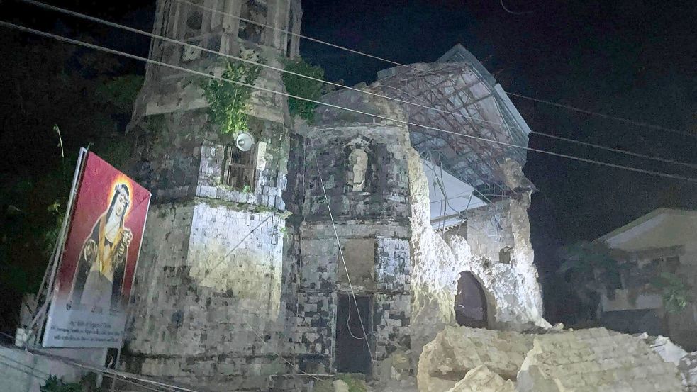 Eine Kirche in Cebu wurde massiv beschädigt. Foto: Stringer/XinHua/dpa
