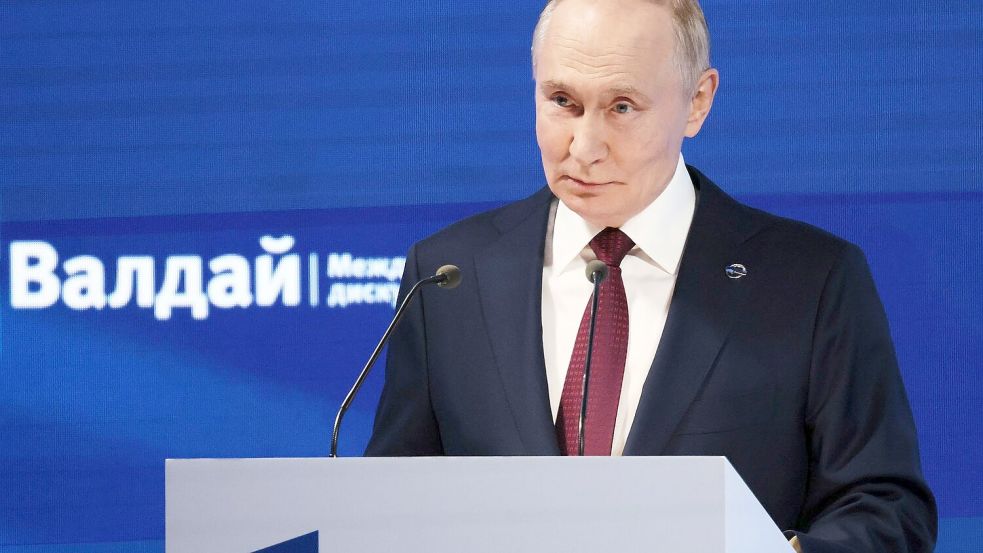 Der Kremlchef erläuterte vor Außenpolitikexperten mehrere Stunden lang seine Sicht auf die Welt. Foto: Mikhail Metzel/Pool Sputnik Krem