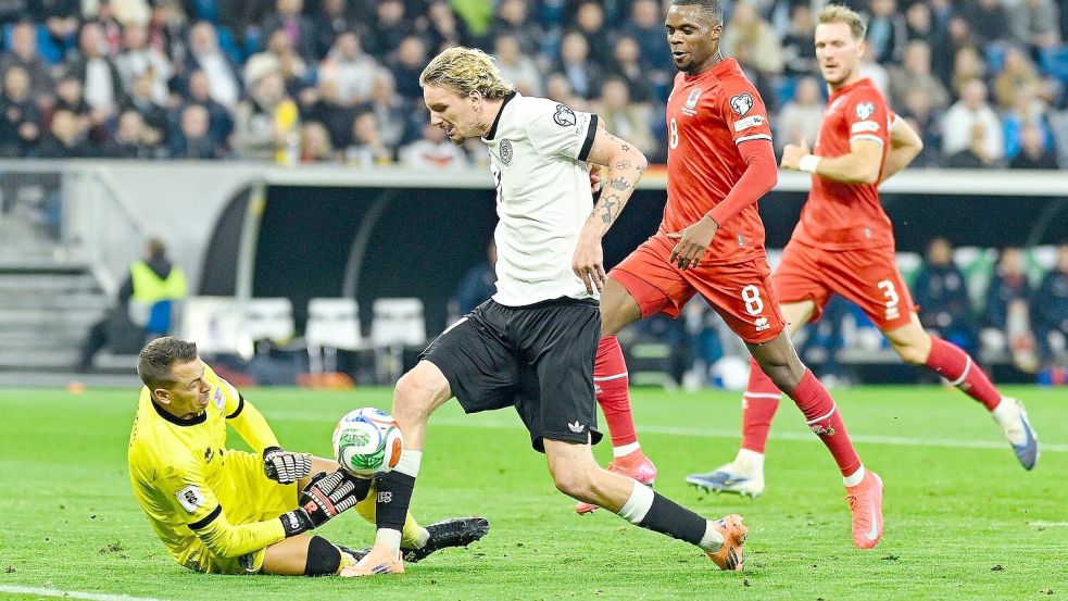 Wartet weiter auf sein erstes Tor im DFB-Trikot: Nick Woltemade. Foto: Uwe Anspach
