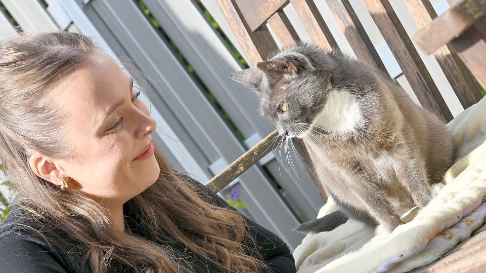 Kathi Junes und Kitty wurden durch einen Zufall zusammengeführt. Nach ihrem Einzug stand die Streunerin immer wieder vor der Terrassentür der Content Creatorin. Foto: Klaus Ortgies