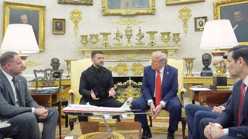 Selenskyj hofft auf ein erfolgreiches Treffen mit Trump im Weißen Haus. (Archivbild) Foto: Julia Demaree Nikhinson/AP/dpa