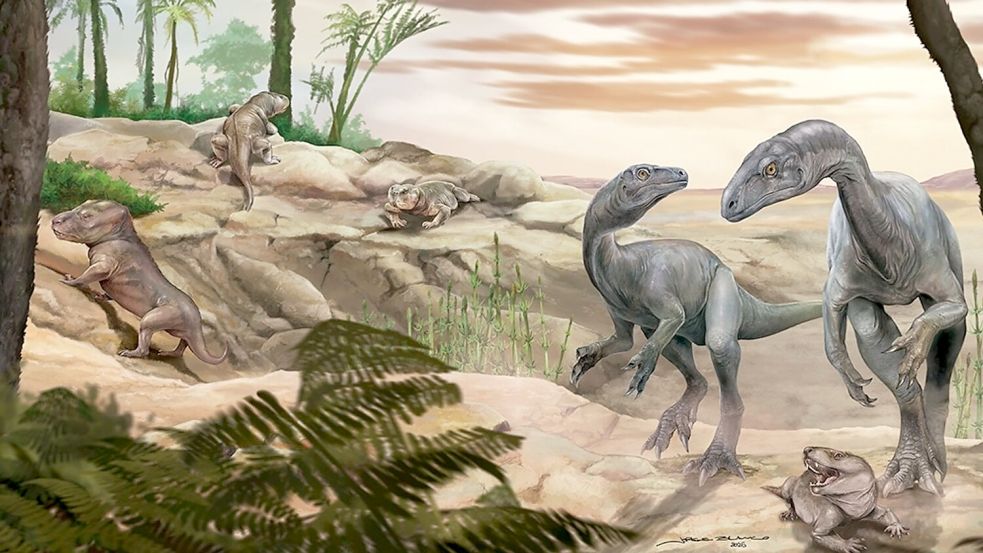 Künstlerische Darstellung des Dinosauriers Huayracursor jaguensis Foto: Jorge Blanco/CONICET Argentina/d