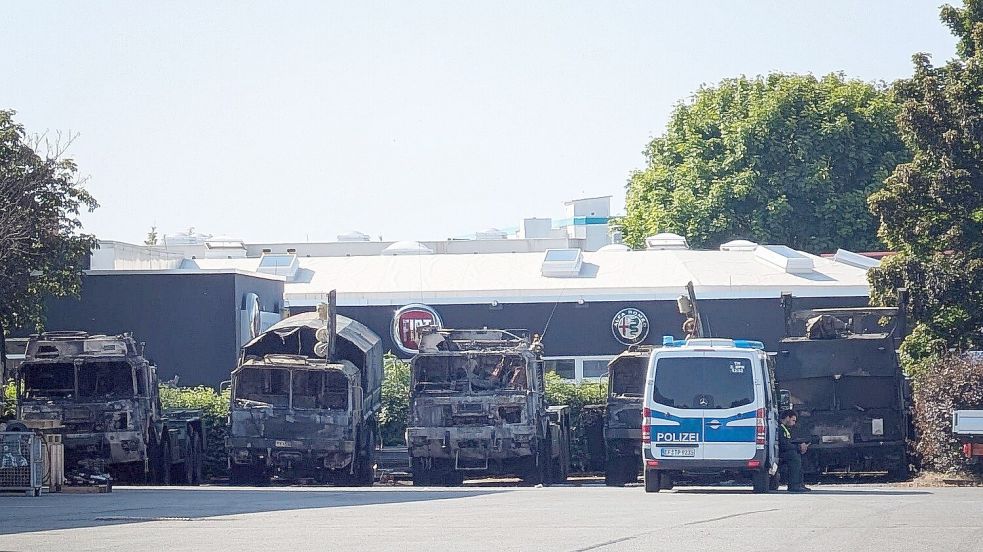 Russische Sabotage? In Erfurt brannten im Juni Bundeswehrfahrzeuge. Wenig später tauchte ein Video dazu in einem russischsprachigen Telegram-Kanal auf. Foto: dpa/Martin Wichmann