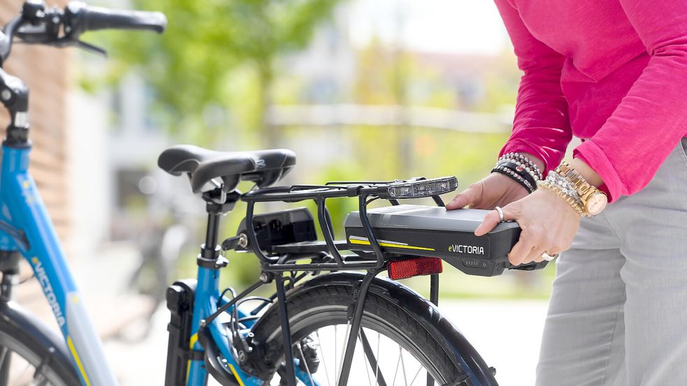 Eine Frau nimmt den Akku eines E-Bikes ab. Der Elektro-Antrieb hat längst das Fahrrad erobert. Foto: Tobias Hase/dpa-tmn/dpa