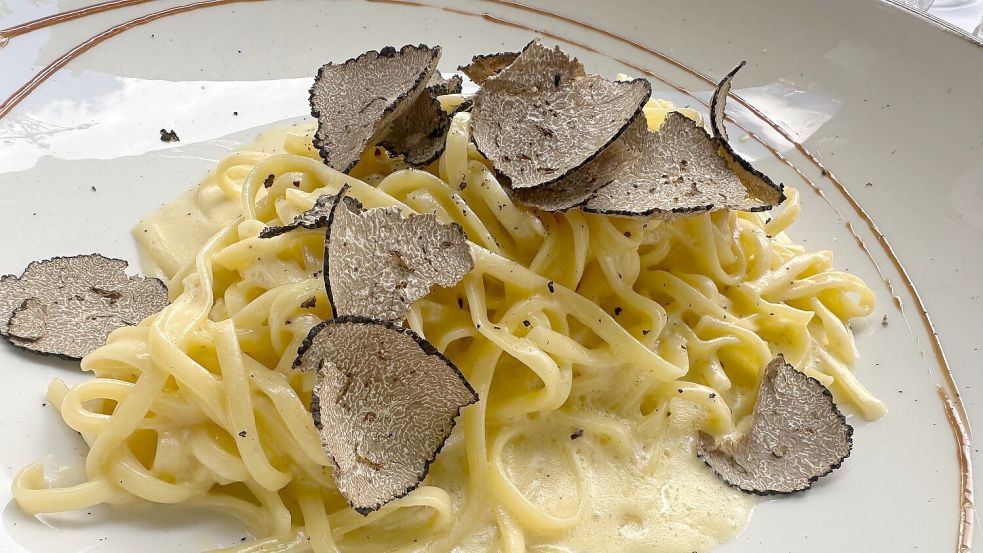 Tagliolini Al Tartufo Nero - Trüffelnudeln in einem Berliner Restaurant. Foto: Gregor Tholl/dpa-Zentralbild/dpa