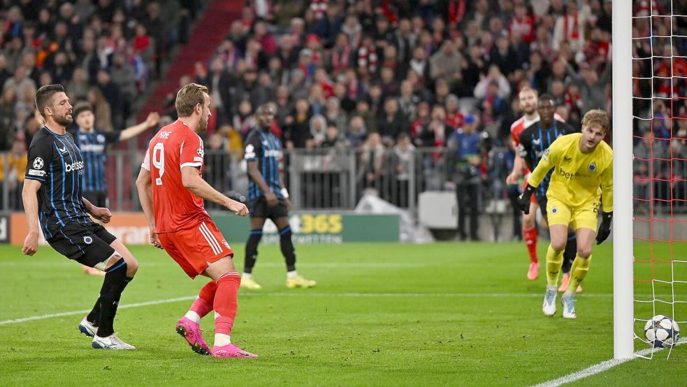 Harry Kane (M) erzielt das 2:0. Foto: Sven Hoppe