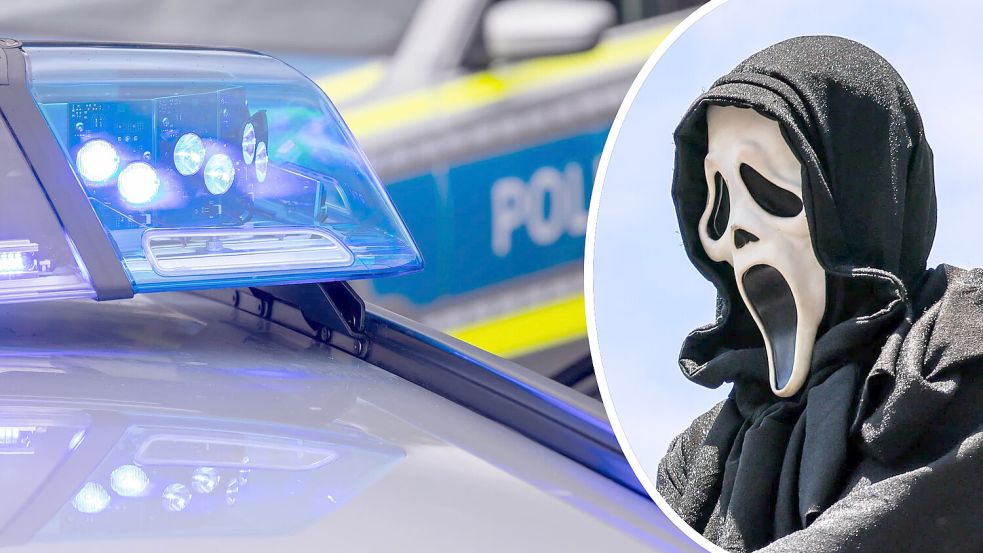 Ein mit einer Scream-Maske maskierter Unbekannter hat in Bremen einen Mann mit einem Messer überfallen. Foto: Daniel Karmann / dpa / imago images / ZUMA Press Wire