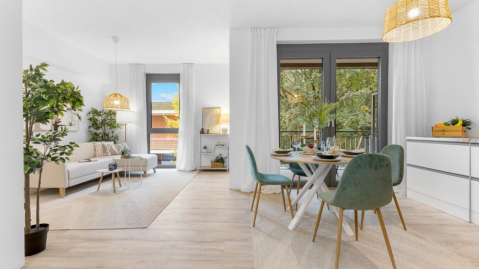 Mit diesem Bild stellt Real Immobilien die Wohnungen im Gesundheidshuus vor. Alle Appartements haben eine Loggia und Bad. Foto: Real Immobilien