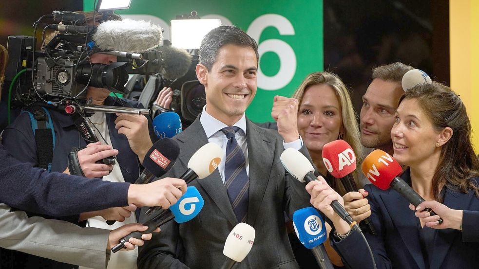 Rob Jetten hat beste Aussichten Regierungschef zu werden. Foto: Peter Dejong/AP/dpa
