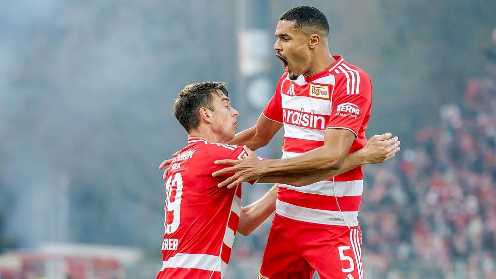 Danilho Doekhi traf doppelt für Union (r.). Foto: Andreas Gora