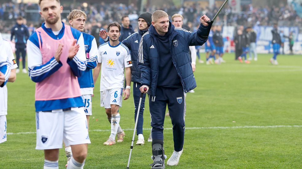 Janek Siderkiewicz humpelte in Meppen über den Platz. Foto: Doden/Emden