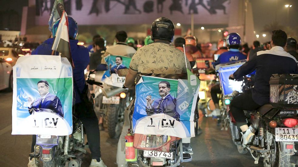 Die Liste von Ministerpräsident al-Sudani gewinnt die Parlamentswahl im Irak. Foto: Ameer Al-Mohammedawi/dpa