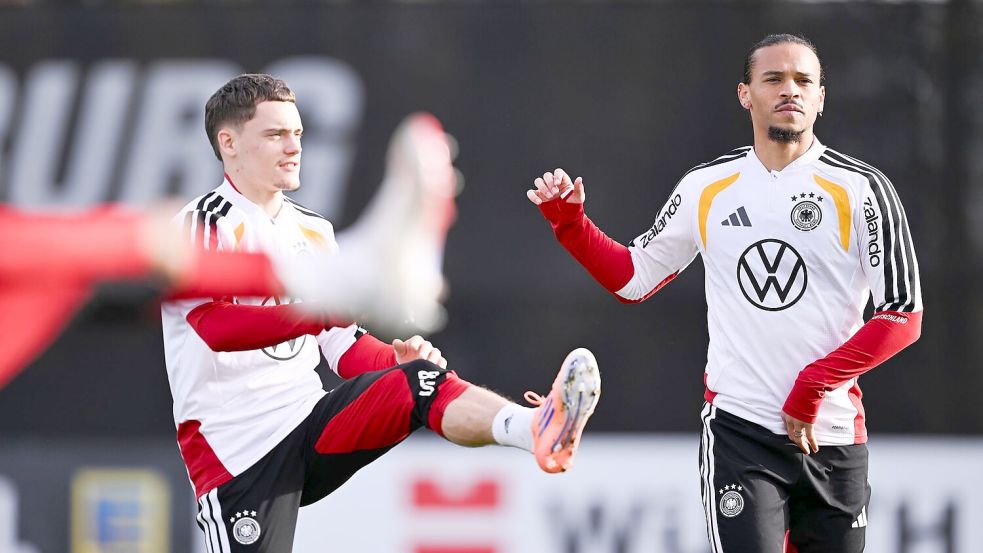 Florian Wirtz (l.) und Leroy Sané (r.) sind in der Offensive gegen Luxemburg gefordert. Foto: David Inderlied