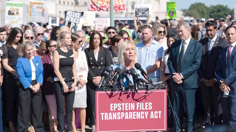 Greene wirft Trump eine „schwere Fehleinschätzung“ in der Epstein-Affäre vor. Foto: Jose Luis Magana/AP/dpa
