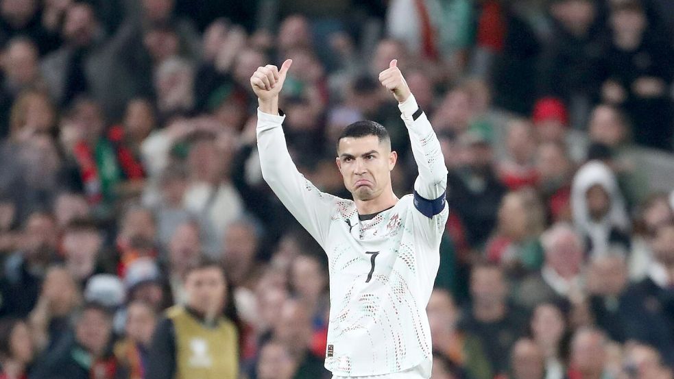 Fehlt nach Roter Karte: Cristiano Ronaldo. Foto: Peter Morrison/AP/dpa