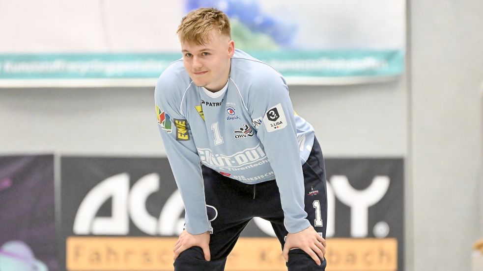 Torhüter Marten Jungvogel zeigte im OHV-Gehäuse in Emsdetten einige starke Paraden. Foto: Doden/Blomberg