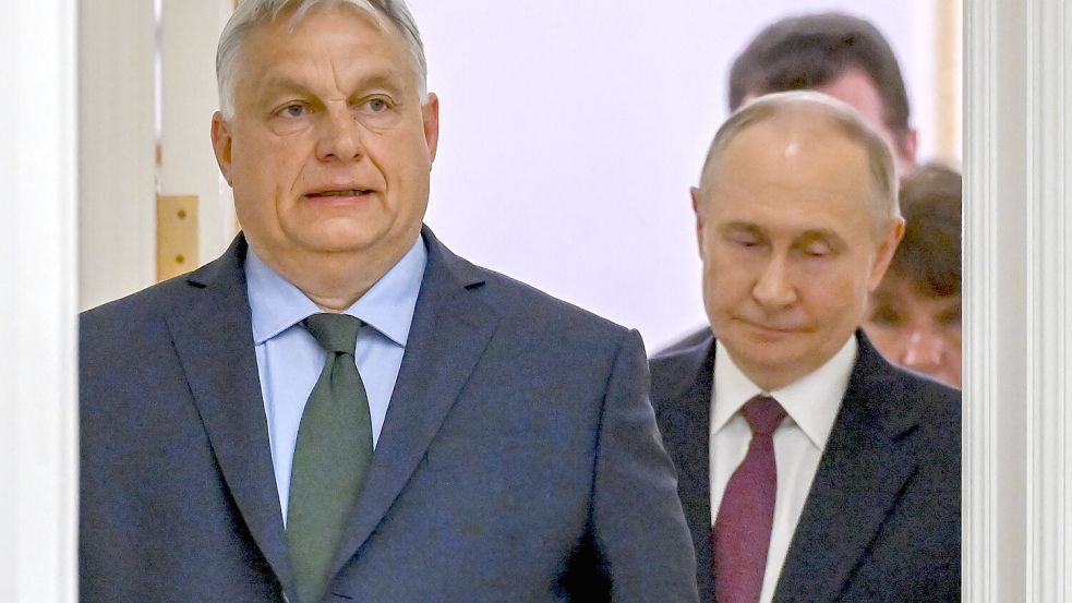 Die Haltung des ungarischen Ministerpräsidenten Viktor Orbán zum russischen Präsidenten Wladimir Putin wird in der EU stellenweise kritisch gesehen. Foto: IMAGO/Anadolu Agency/Anadolu Sefa Karacan