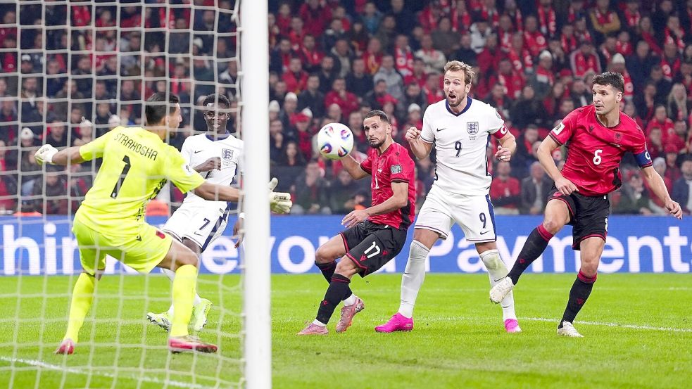 Englands Kapitän Harry Kane trifft zum Qualifikations-Abschluss doppelt. Foto: Bradley Collyer