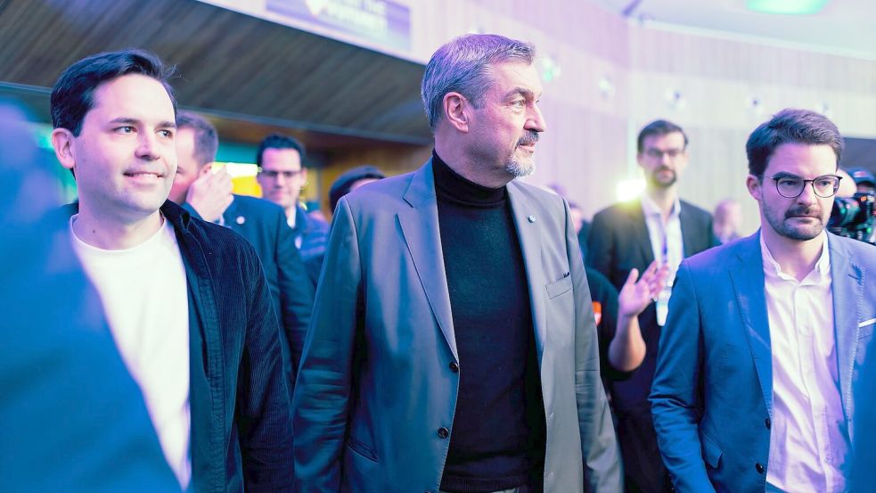 Söder sprach sich beim Deutschlandtag der Jungen Gruppe für weitere Verhandlungen mit der SPD aus. (Archivbild) Foto: Philipp von Ditfurth/dpa