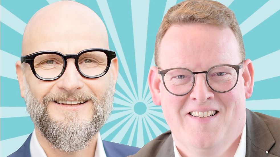 Die beiden Bewerber der CDU auf einem Wahlplakat (von links): Henrik Siemer (47) aus Lindern und Dirk Gehrmann (49) aus Essen/Oldb werben um die Gunst der CDU-Basis. Foto: CDU-Kreisverband Cloppenburg
