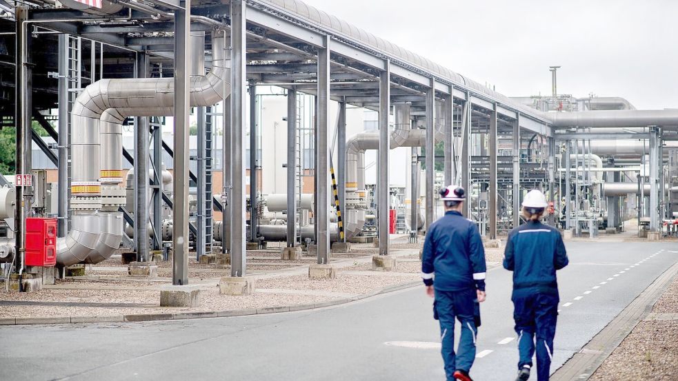Der Gasspeicher Rehden in Niedersachsen - auch diese Anlage ist derzeit nicht allzu voll. (Archivbild) Foto: Hauke-Christian Dittrich