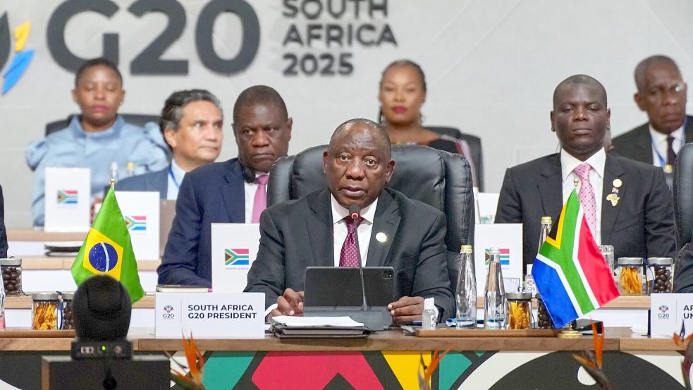Trotz des US-Boykotts kann der südafrikanische Präsident Cyril Ramaphosa beim G20-Gipfel in Johannesburg punkten. Foto: Misper Apawu/Pool AP/AP/dpa