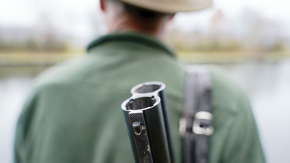 Ein Jäger steht mit seinem Gewehr in seinem Jagdrevier. Foto: Uwe Anspach/dpa
