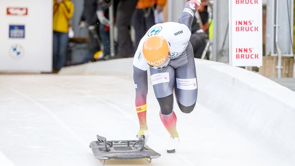 Die Skeletonis verzichten auf den Weltcup in Innsbruck. (Archivbild) Foto: Expa/Lukas Huter