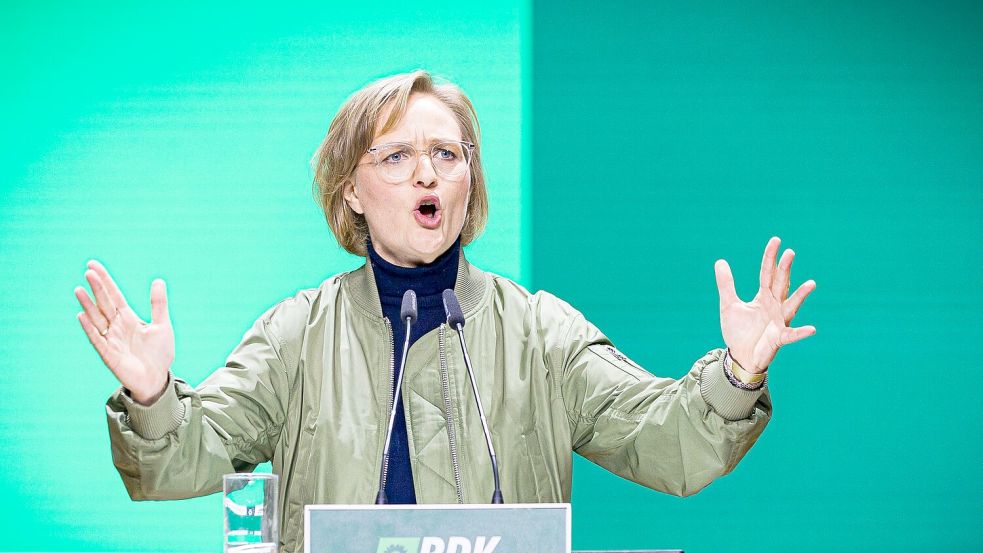 Grünen-Chefin Franziska Brantner wählte in Hannover ungewöhnlich deutliche Worte. Foto: Moritz Frankenberg