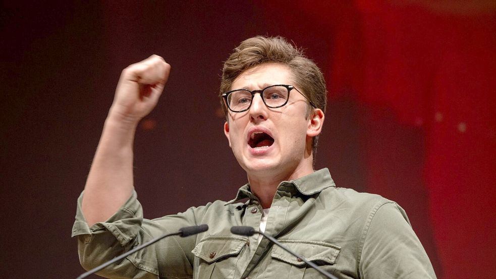 Der alte und neue Juso-Chef hielt eine engagierte Rede. Foto: Harald Tittel